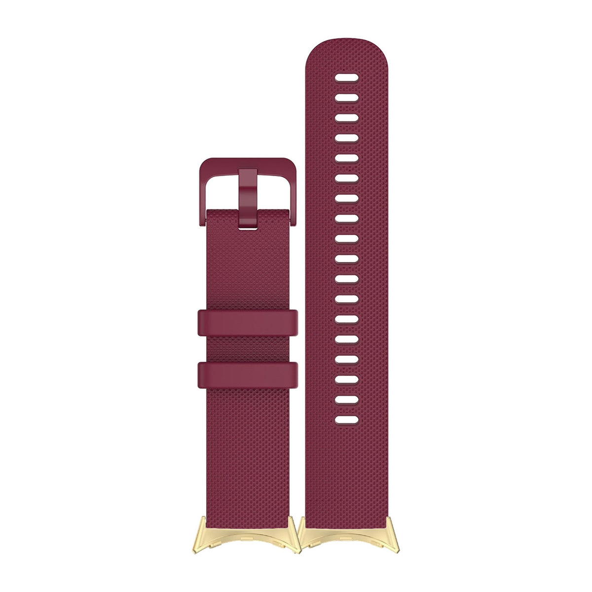 Classic Silicone Burgundy Red Matching Gold with Google Pixel Spring Bar Adapters - Wear Any 20mm Strap! for Pixel Watch 1-5 41mm