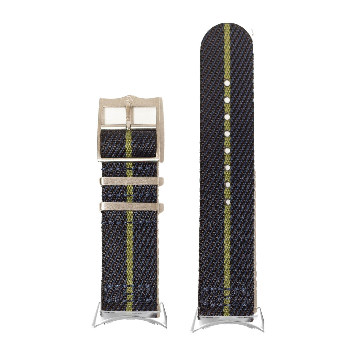 Cross Militex - Night Blue / Green Silver with Google Pixel Spring Bar Adapters - Wear Any 20mm Strap! for Pixel Watch 3-5 45mm
