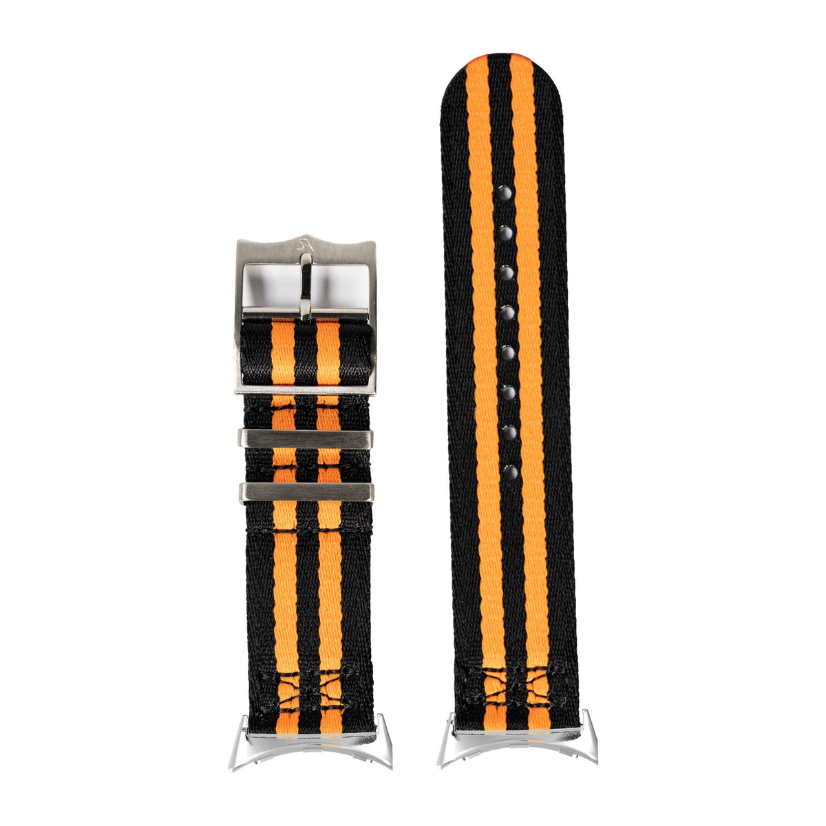 Ultra Militex - Black / Orange Silver with Google Pixel Spring Bar Adapters - Wear Any 20mm Strap! for Pixel Watch 3-5 45mm