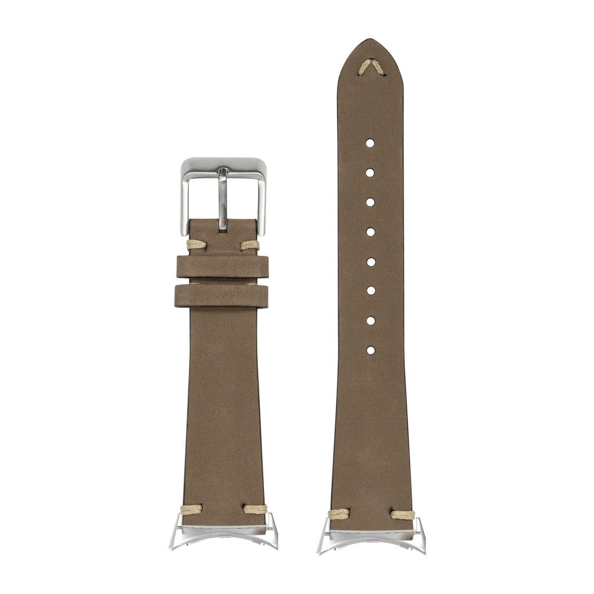 Vintage Knotted - Nubuck Leather - Dark Brown Silver with Google Pixel Spring Bar Adapters - Wear Any 20mm Strap! for Pixel Watch 3-5 45mm