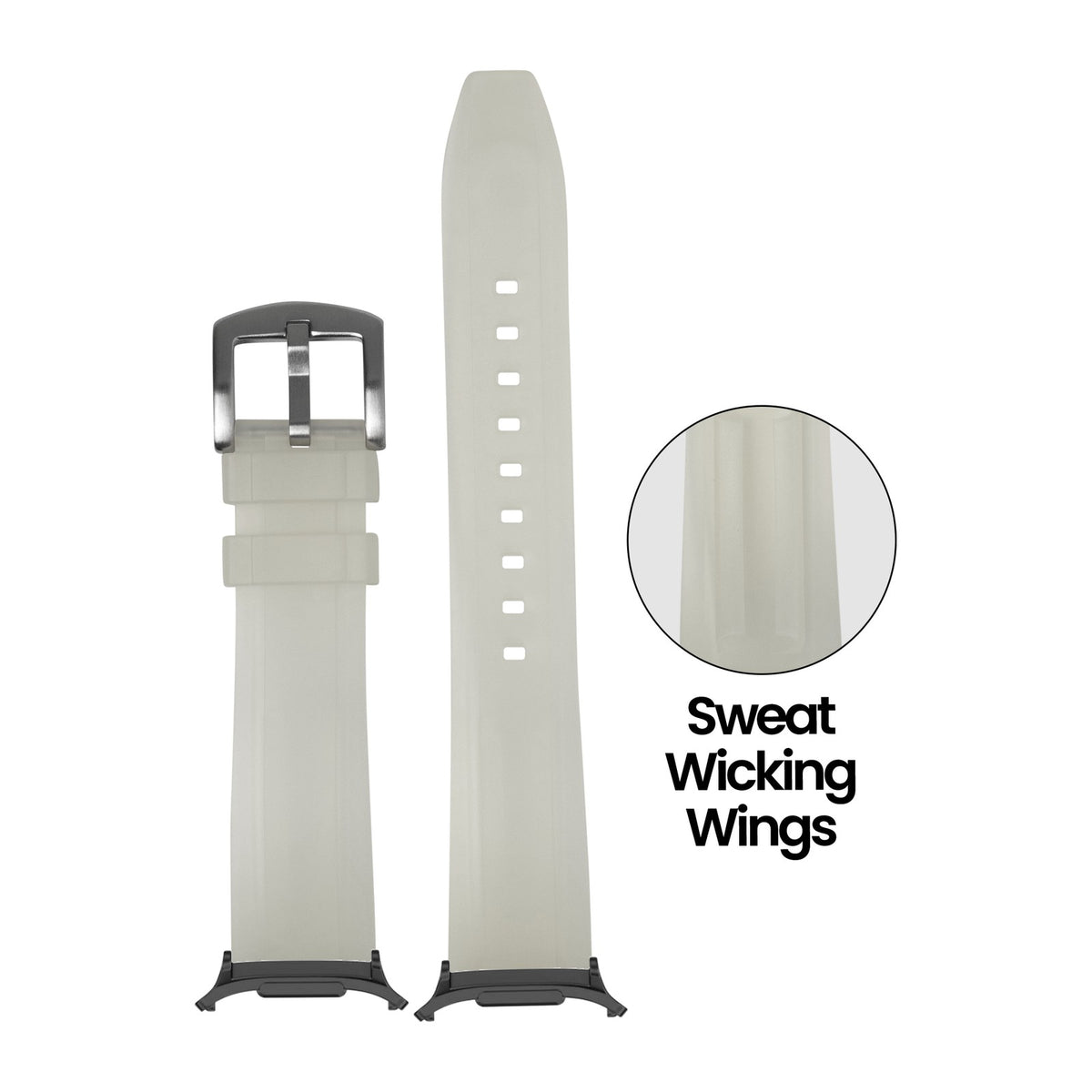 Kingston FKM Rubber - Jellyfish White for the Galaxy Watch 8, 9 and Ultra with adapter fitted