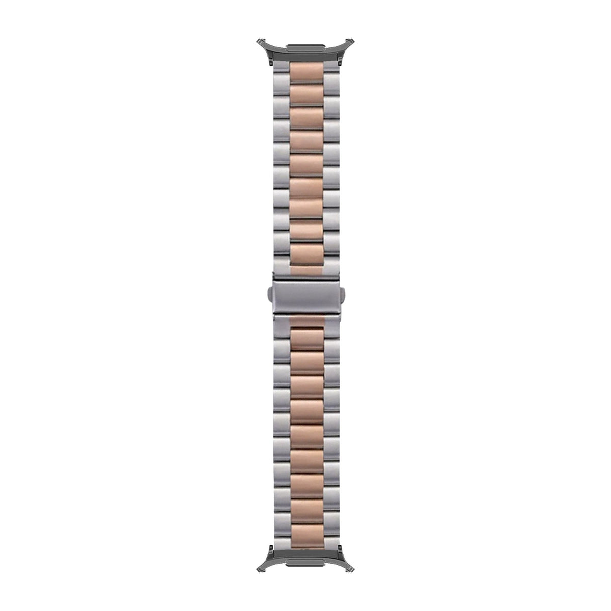 Steel Bracelet Grey with Deployant Clasp - Silver/Rose Gold with Strap Adapter for Galaxy Watch 8-9/Ultra