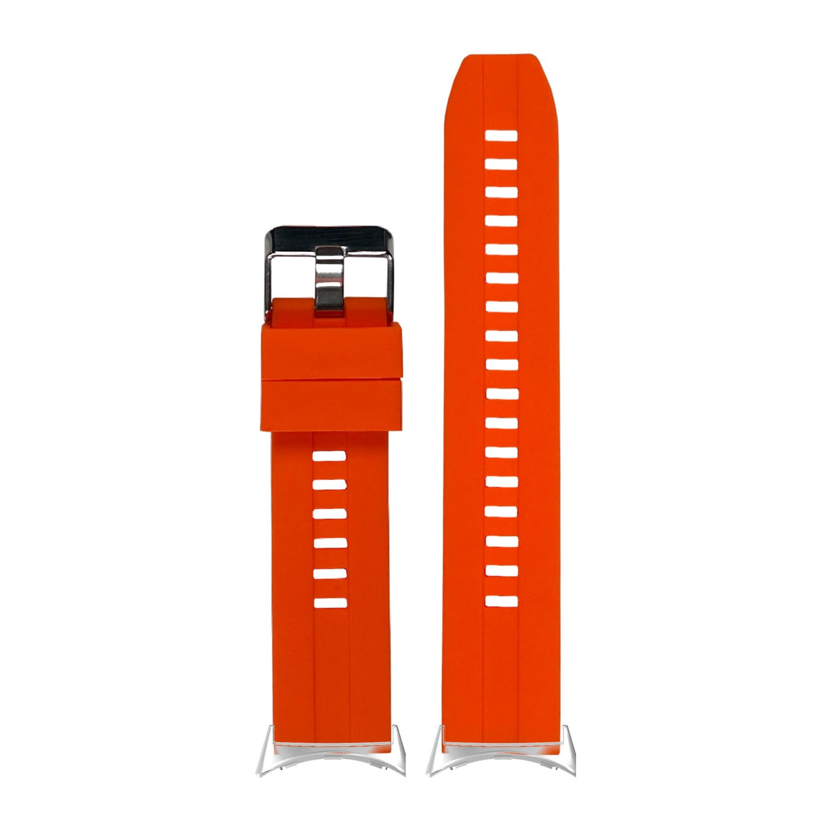 Flexi Silicone 2 Orange Silver with Google Pixel Spring Bar Adapters - Wear Any 20mm Strap! for Pixel Watch 1-5 41mm
