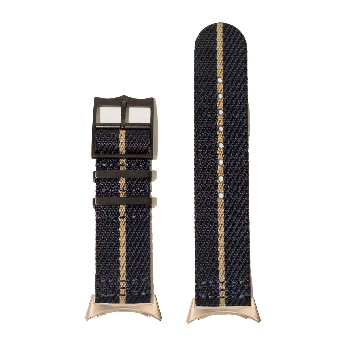 Cross Militex - Stealth Night Blue/Wheat [Black Hardware] Rose Gold with Google Pixel Spring Bar Adapters - Wear Any 20mm Strap! for Pixel Watch 1-5 41mm