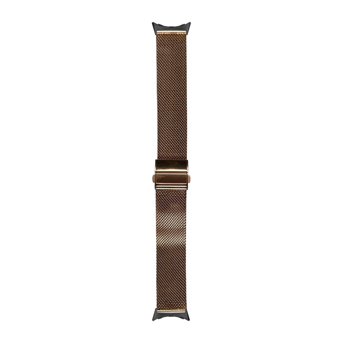 Milanese Rose Gold Black with Clasp with Google Pixel Spring Bar Adapters - Wear Any 20mm Strap! for Pixel Watch 3-5 45mm