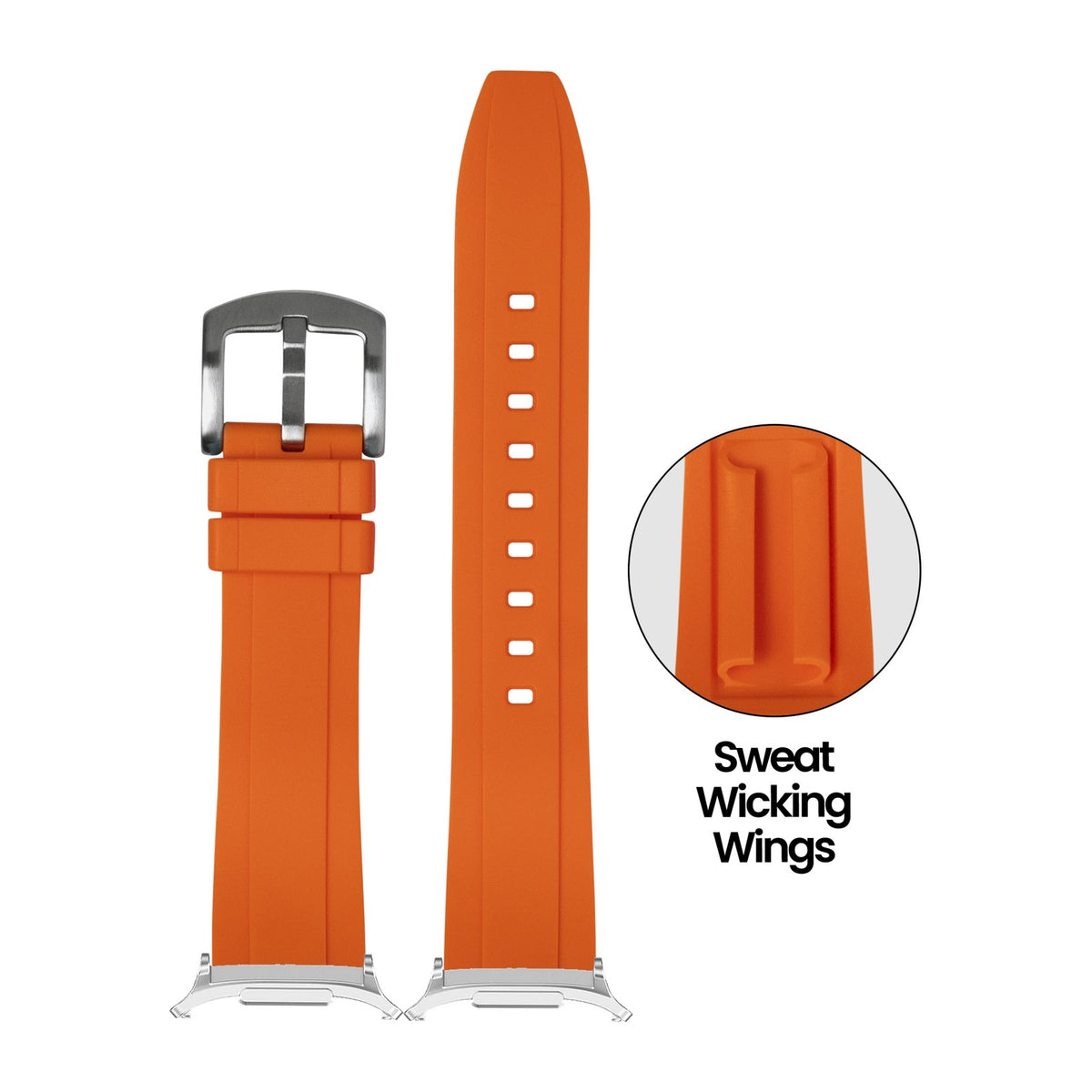Kingston FKM Rubber - Orange Silver with Strap Adapter for Galaxy Watch 8-9/Ultra