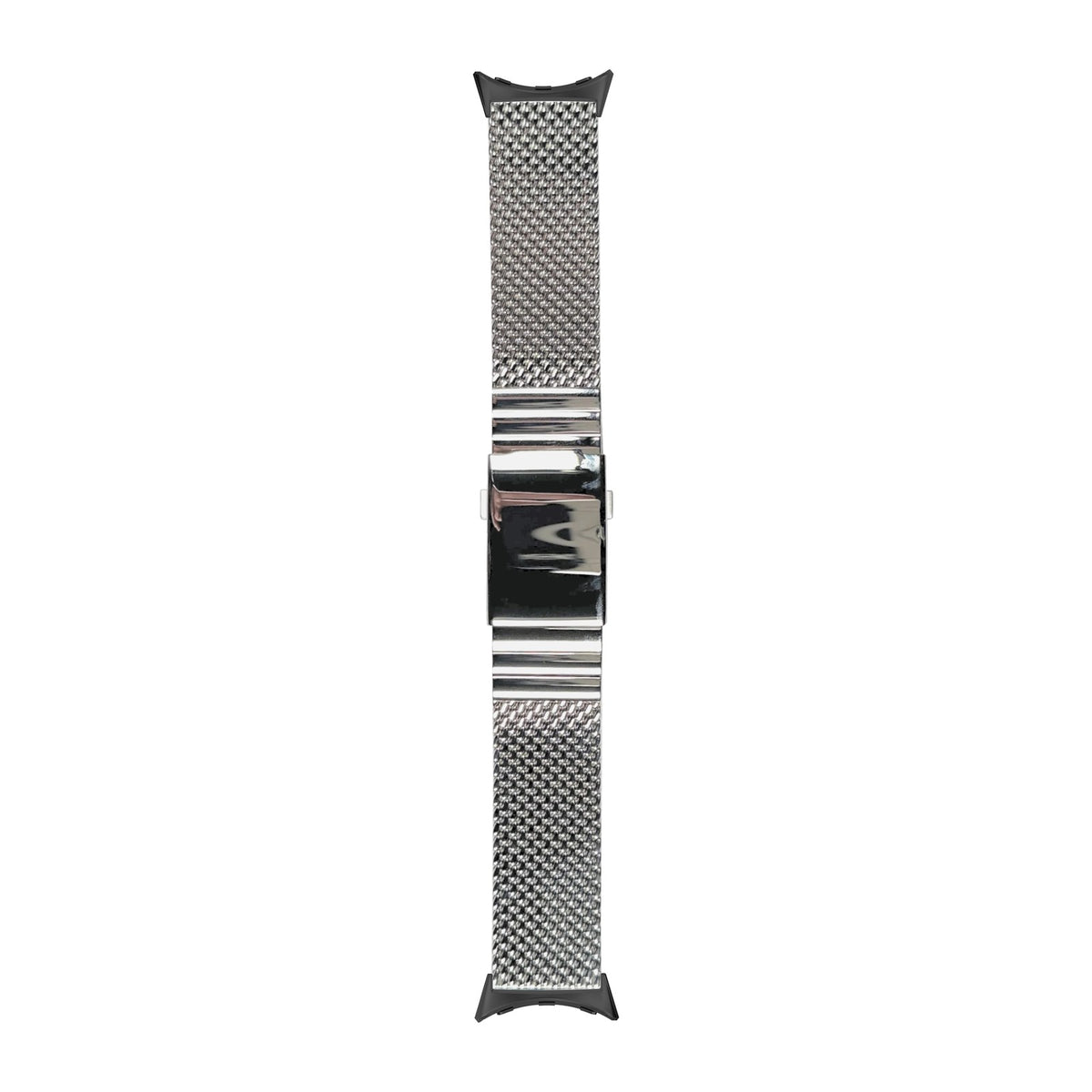 Milanese Link Black with Button Clasp 2792 - Silver with Google Pixel Spring Bar Adapters - Wear Any 20mm Strap! for Pixel Watch 1-5 41mm