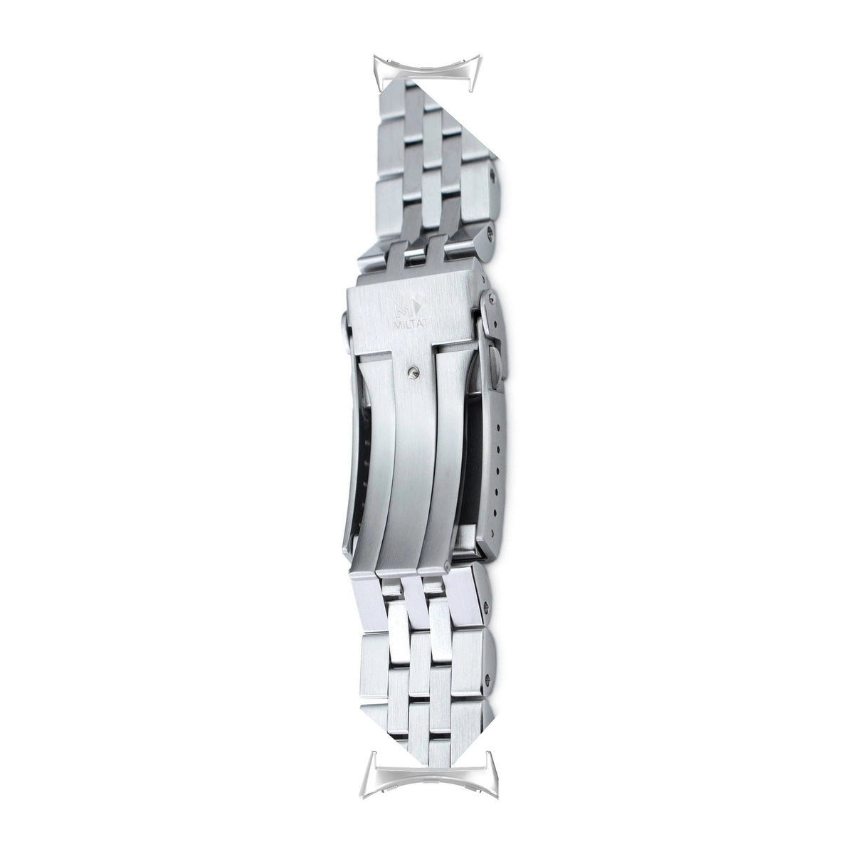 Angus-J Louis Steel Bracelet Silver with V-Clasp with Google Pixel Spring Bar Adapters - Wear Any 20mm Strap! for Pixel Watch 3-5 45mm