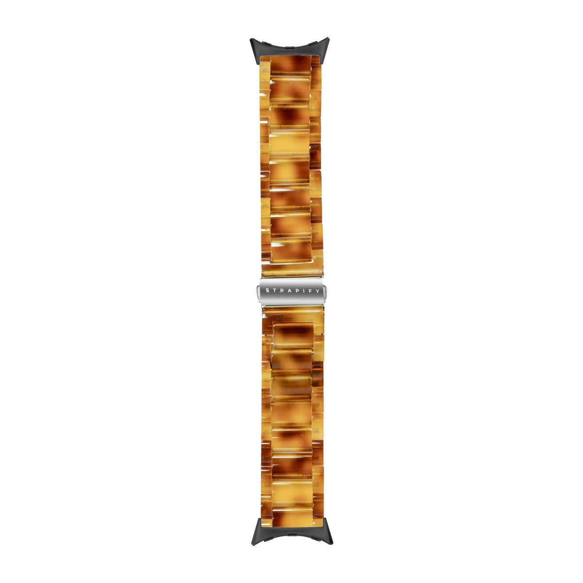 Crystalised Acetate - Tortoiseshell Brown Black with Google Pixel Spring Bar Adapters - Wear Any 20mm Strap! for Pixel Watch 1-5 41mm