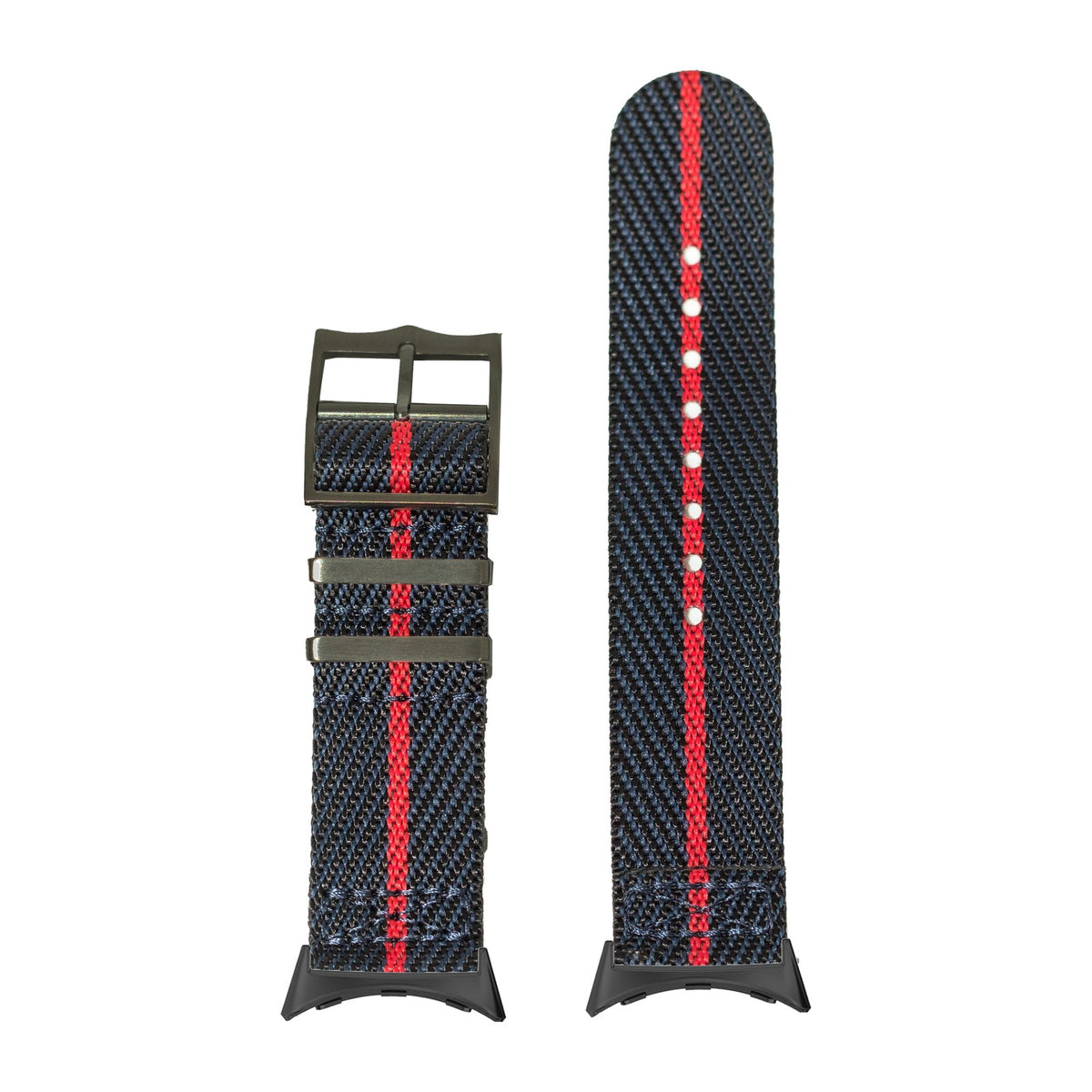 Cross Militex - Night Blue / Red [Black Hardware] with Google Pixel Spring Bar Adapters - Wear Any 20mm Strap! for Pixel Watch 1-5 41mm