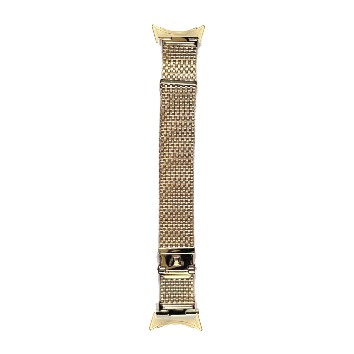Gold Plated Wide Version Komfit "JB" Mesh Watch Bracelet Gold with Straight Ends with Google Pixel Spring Bar Adapters - Wear Any 20mm Strap! for Pixel Watch 3-5 45mm