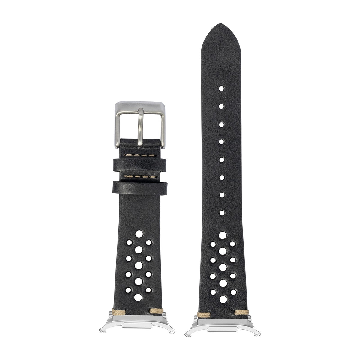 Vintage Rally Leather - Black Silver with Strap Adapter for Galaxy Watch 8-9/Ultra