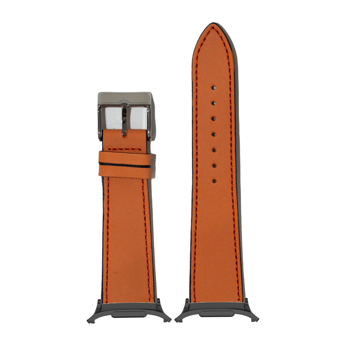 Nubuck Leather - Sunburst Orange for the Galaxy Watch 8, 9 and Ultra with adapter fitted