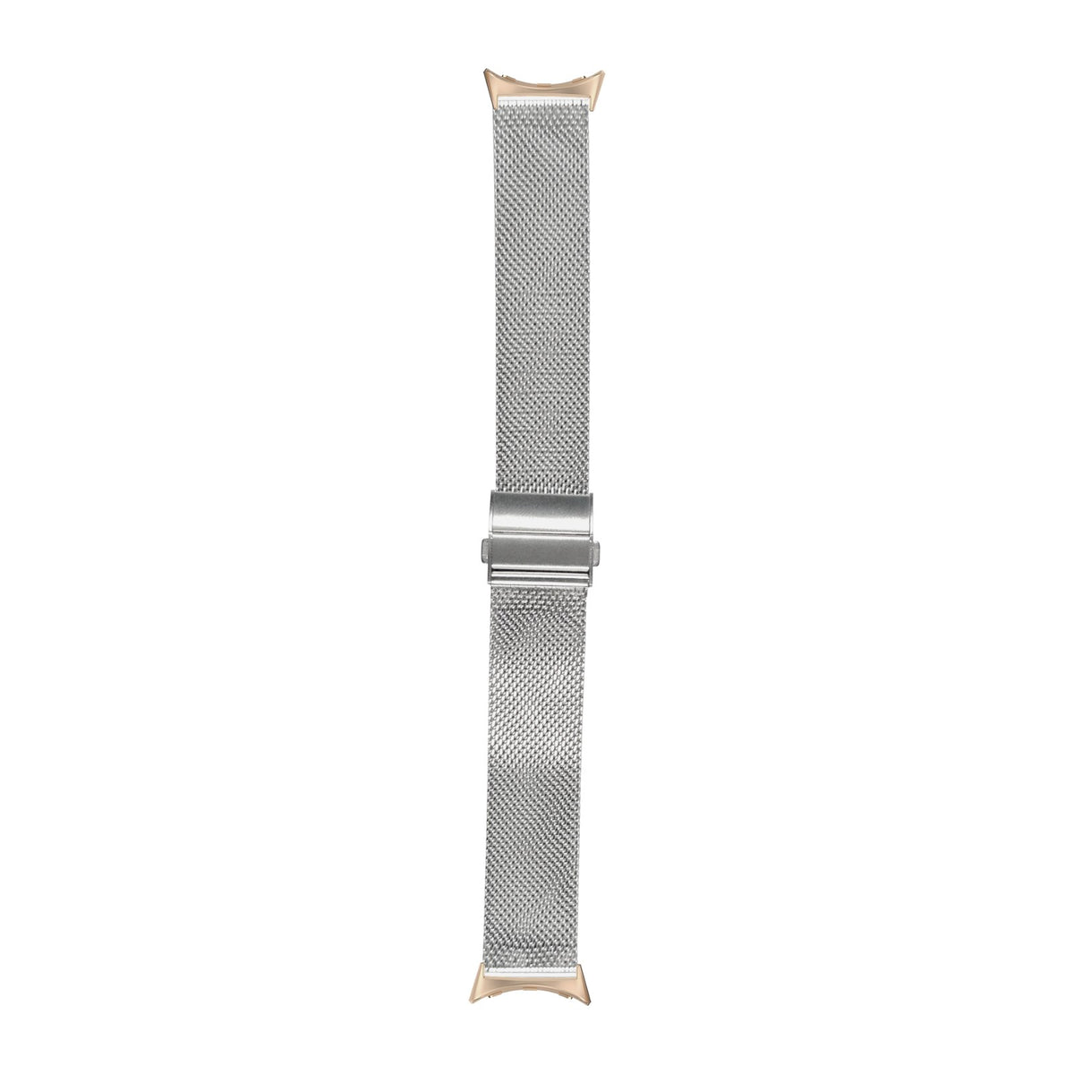 Milanese Silver Rose Gold with Clasp with Google Pixel Spring Bar Adapters - Wear Any 20mm Strap! for Pixel Watch 1-5 41mm