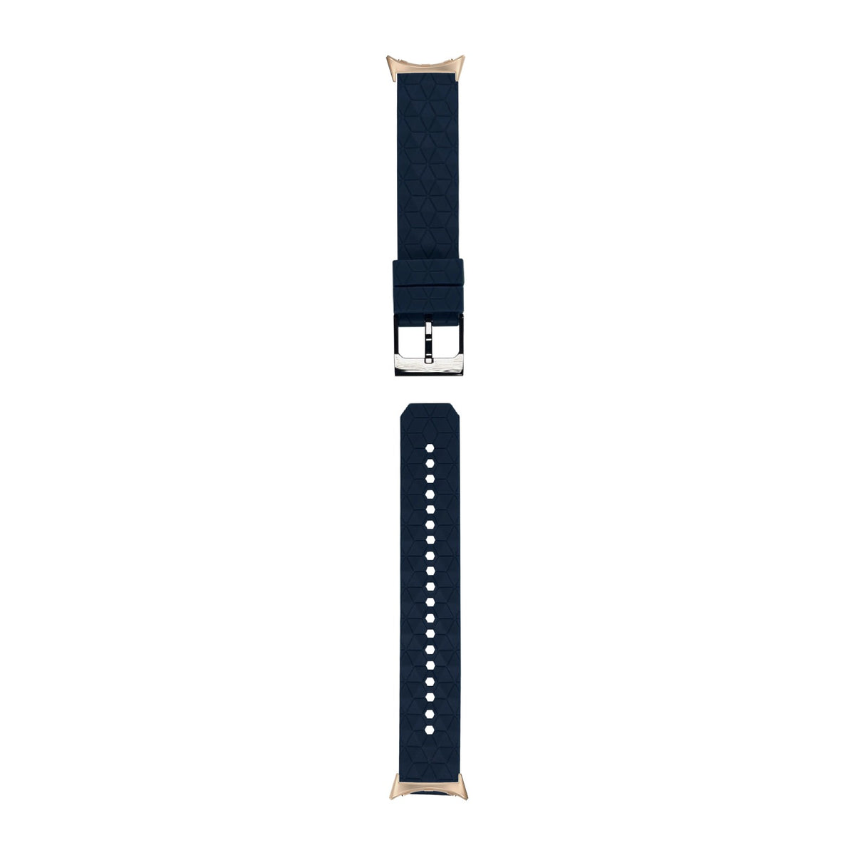 Prism Silicone [Black Hardware] Navy Blue Rose Gold with Google Pixel Spring Bar Adapters - Wear Any 20mm Strap! for Pixel Watch 1-5 41mm