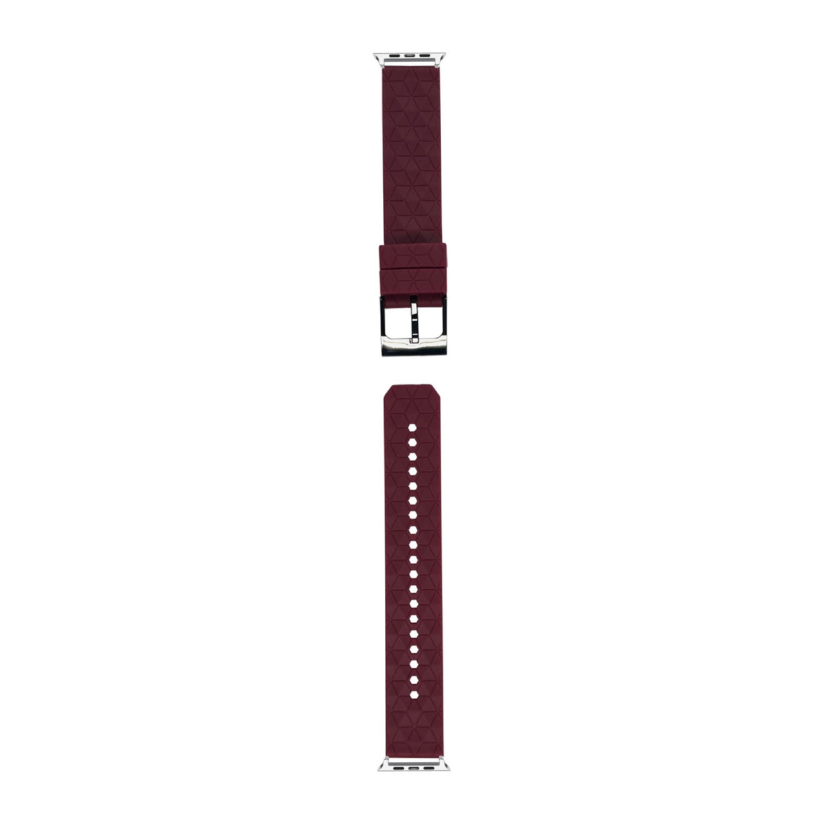 Prism Silicone [Black Hardware] Maroon Silver with Connecters - Spring Bar Type for Apple Watch
