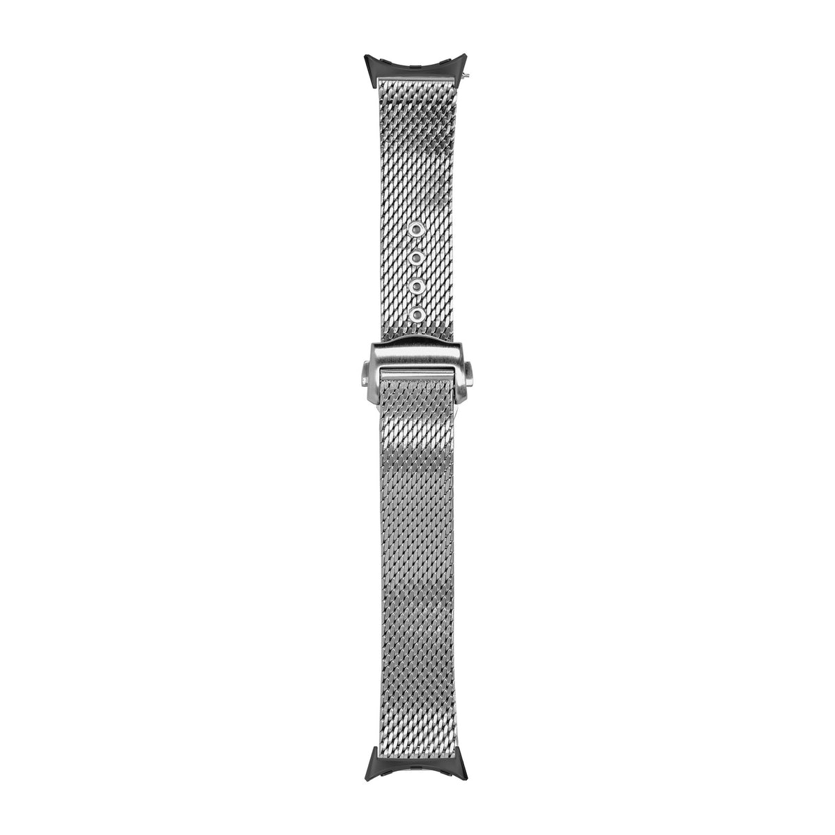 King Mesh Bracelet - Folding Deployant Clasp - Silver 20mm Black with Google Pixel Spring Bar Adapters - Wear Any 20mm Strap! for Pixel Watch 3-5 45mm