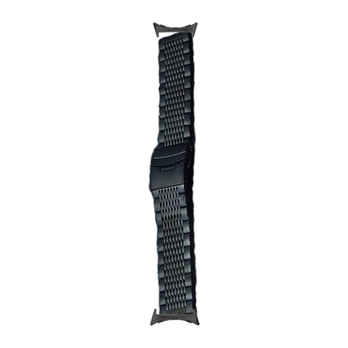 Black Steel Bracelet - Folding Deployant Clasp Black with Google Pixel Spring Bar Adapters - Wear Any 20mm Strap! for Pixel Watch 3-5 45mm