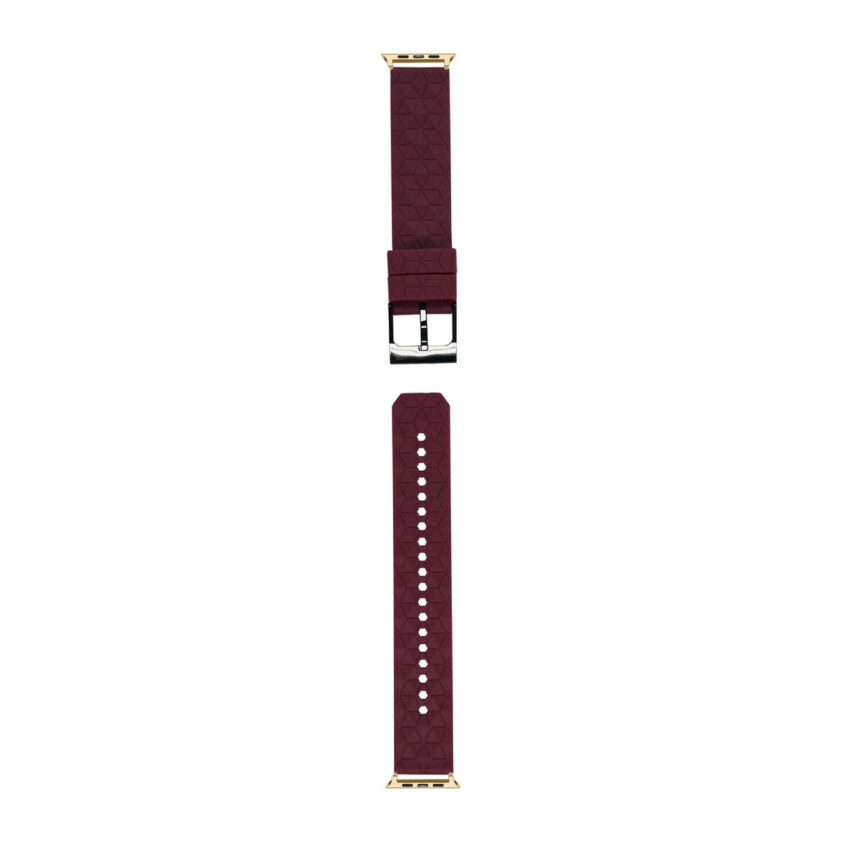 Prism Silicone [Black Hardware] Maroon Gold with Connecters - Spring Bar Type for Apple Watch