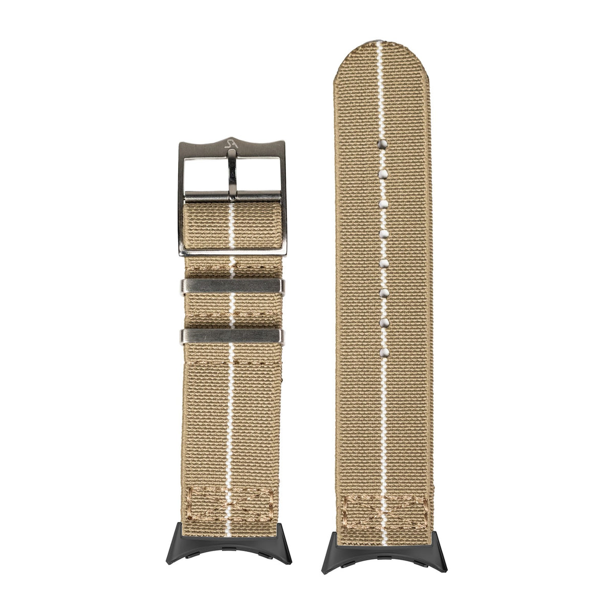 ElastoFlex - Desert Sand/White with Google Pixel Spring Bar Adapters - Wear Any 20mm Strap! for Pixel Watch 3-5 45mm