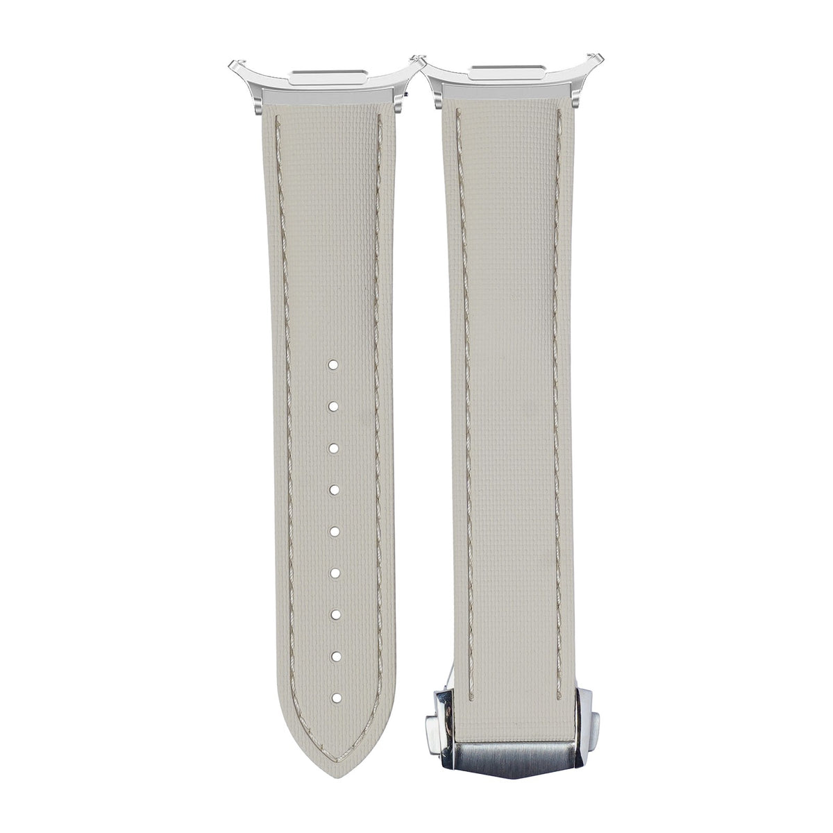 Textured FKM Rubber Beige Silver with Strap Adapter for Galaxy Watch 8-9/Ultra