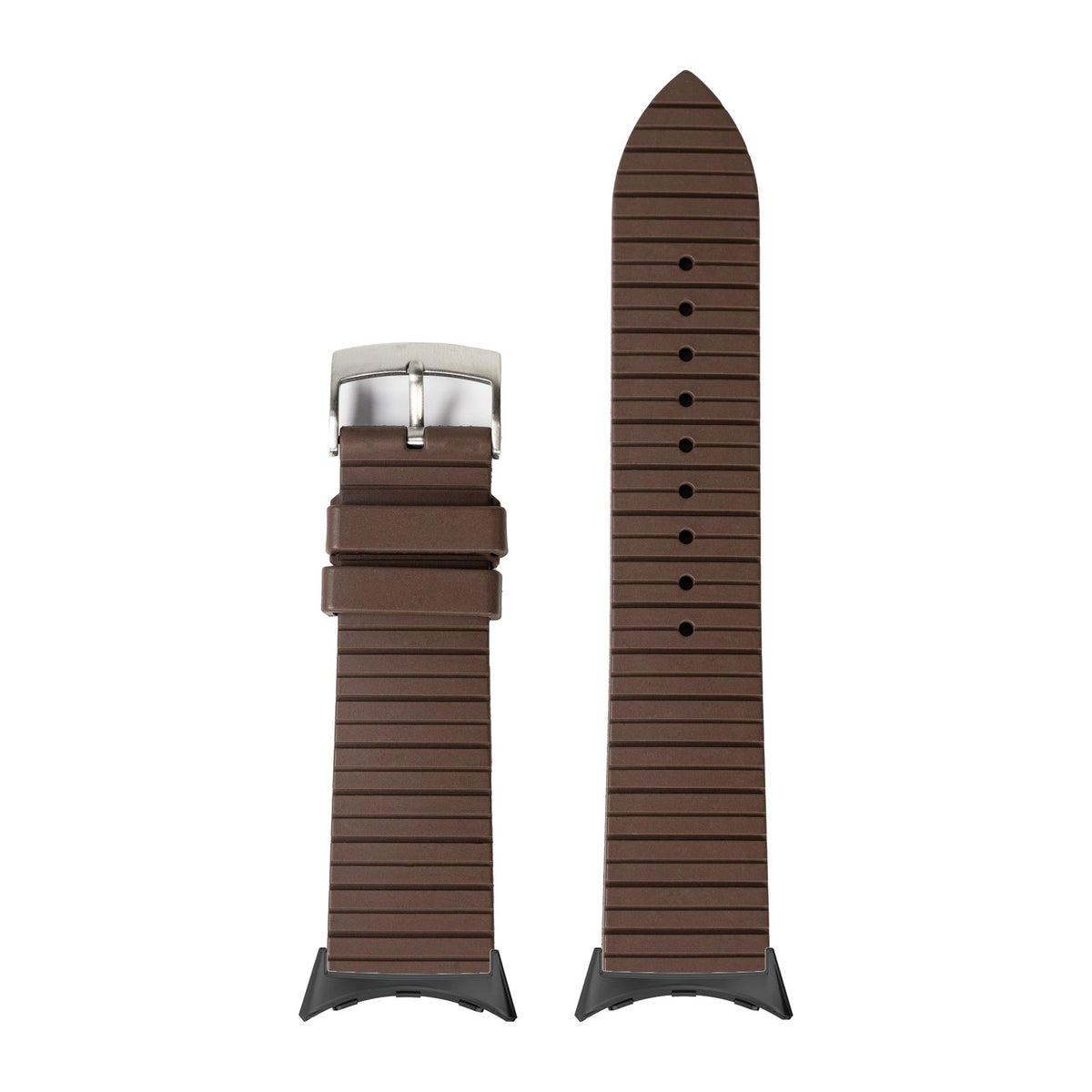 King Panelarc FKM Rubber - Brown Black with Google Pixel Spring Bar Adapters - Wear Any 20mm Strap! for Pixel Watch 1-5 41mm