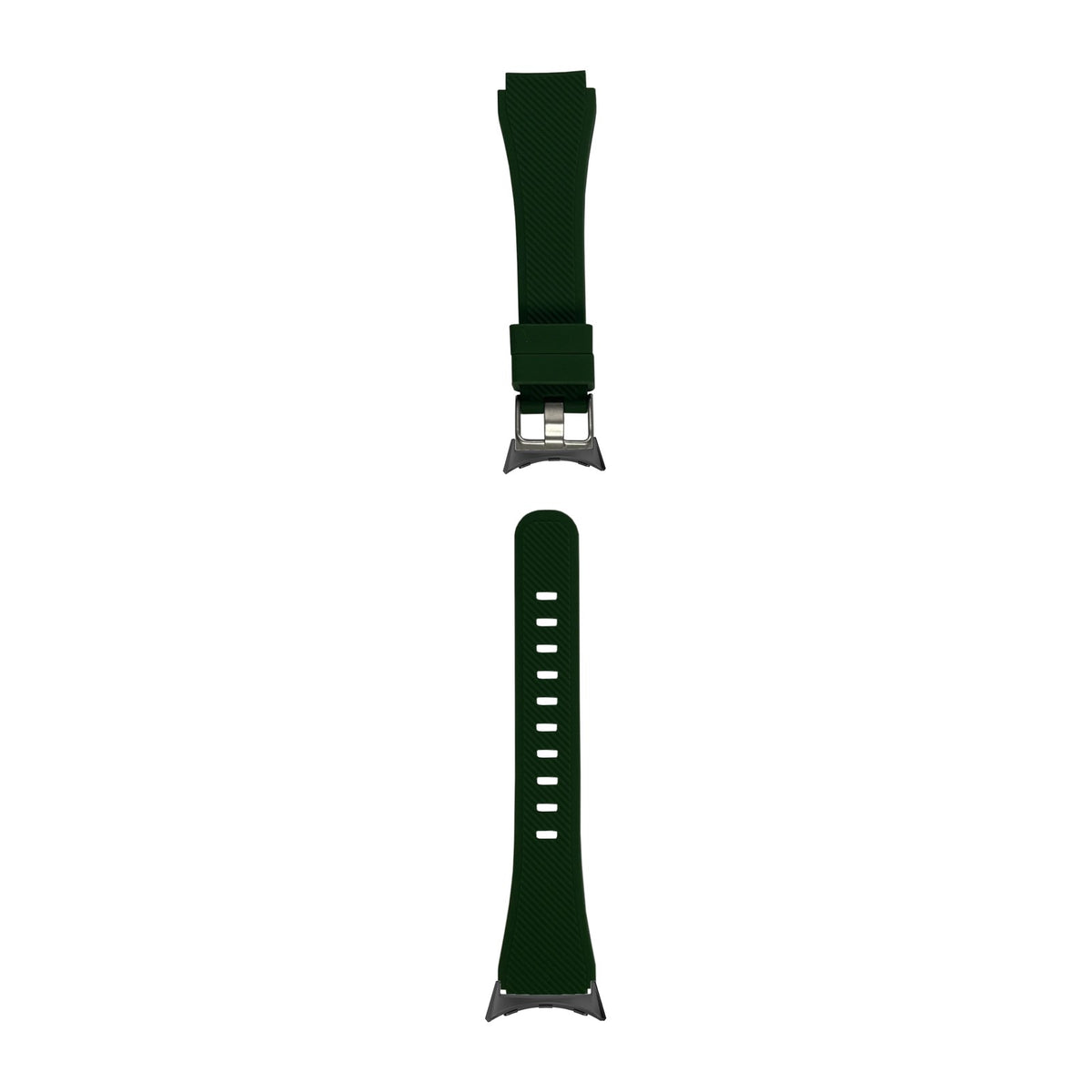 Flexi Silicone Forest Green Black with Google Pixel Spring Bar Adapters - Wear Any 20mm Strap! for Pixel Watch 1-5 41mm