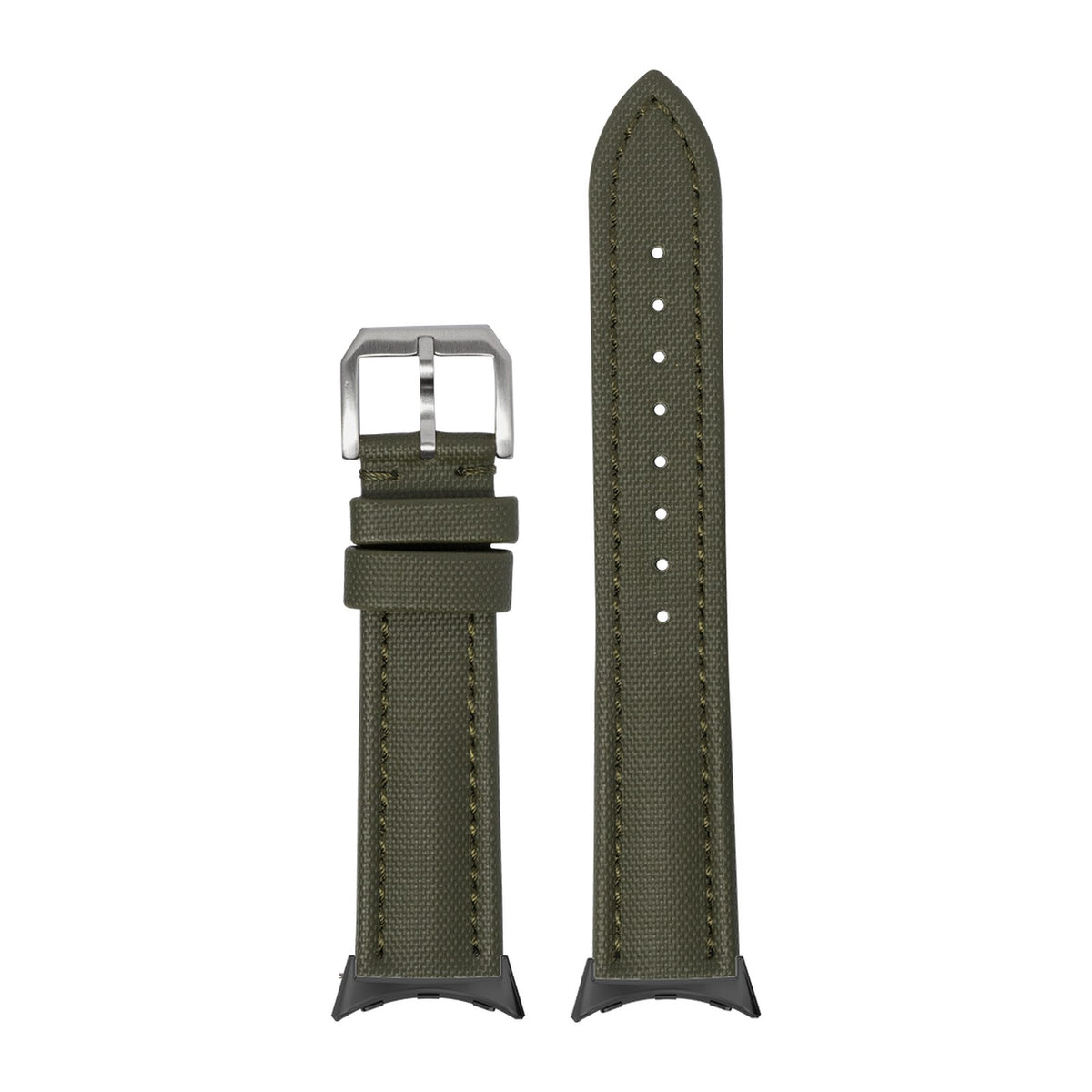 King Sailcloth - Army Green Small / Medium Matching Black with Google Pixel Spring Bar Adapters - Wear Any 20mm Strap! for Pixel Watch 3-5 45mm