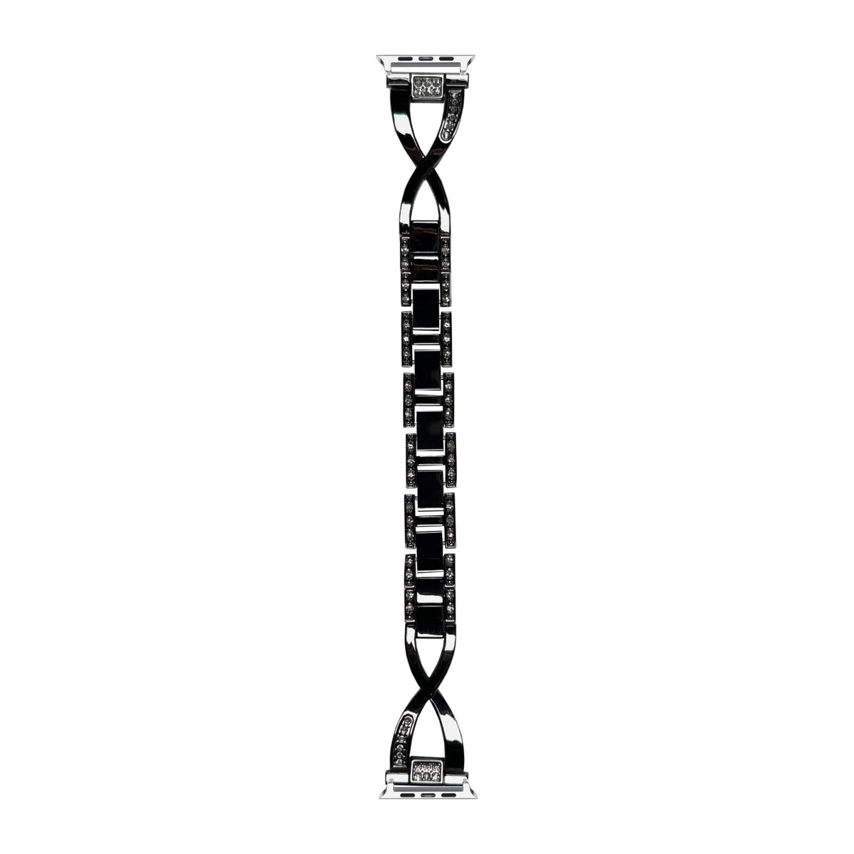 Helix Bracelet Black Silver with Connecters - Spring Bar Type for Apple Watch