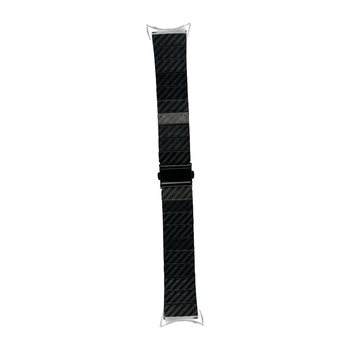 Carbon Fibre Bracelet - Black Silver with Google Pixel Spring Bar Adapters - Wear Any 20mm Strap! for Pixel Watch 1-5 41mm