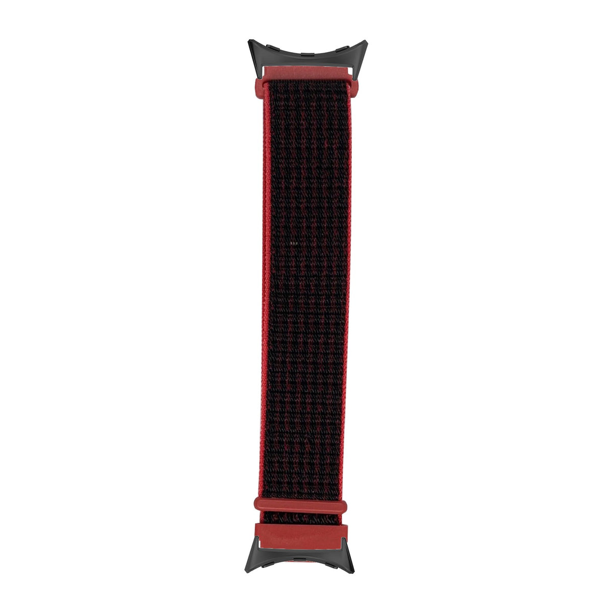 Sports Loop (Velcro) Red/Black Black with Google Pixel Spring Bar Adapters - Wear Any 20mm Strap! for Pixel Watch 3-5 45mm