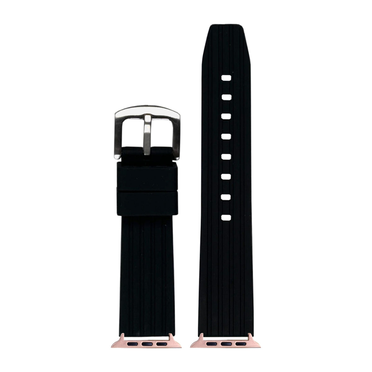 Flexi Silicone 4 Black Rose Gold with Connecters - Spring Bar Type for Apple Watch