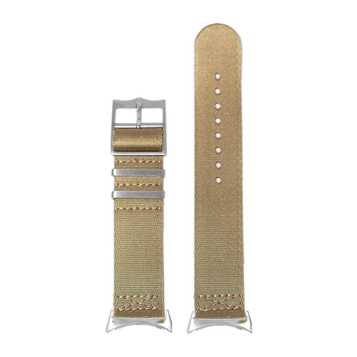 Ultra Militex - Desert Sand S-M Silver with Google Pixel Spring Bar Adapters - Wear Any 20mm Strap! for Pixel Watch 3-5 45mm