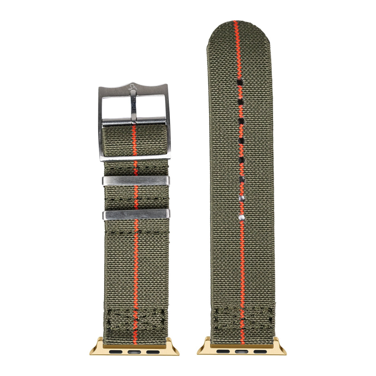 [Apple Watch] ElastoFlex - Army Green/Red with Gold Apple Watch connecters