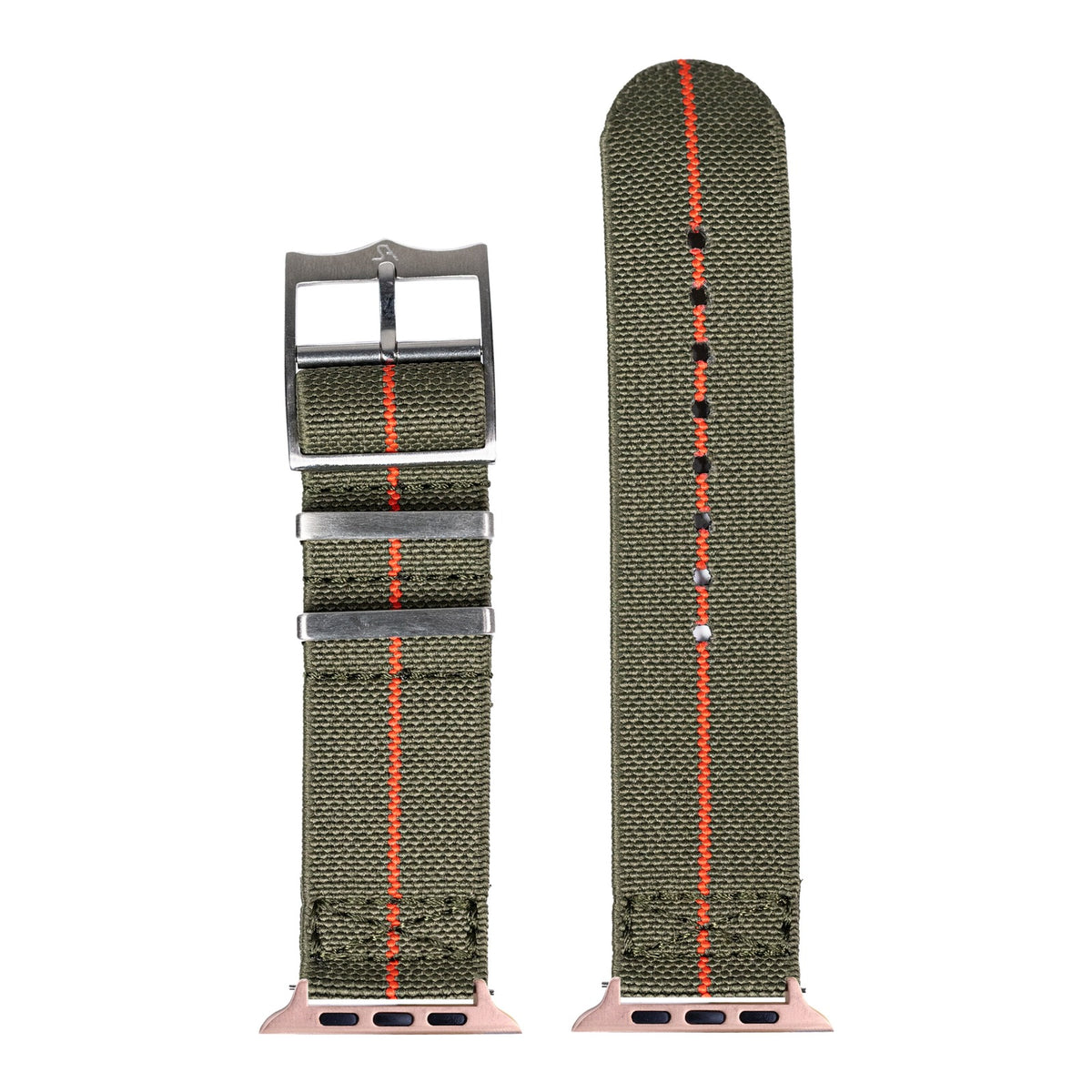 [Apple Watch] ElastoFlex - Army Green/Red with Rose Gold Apple Watch connecters