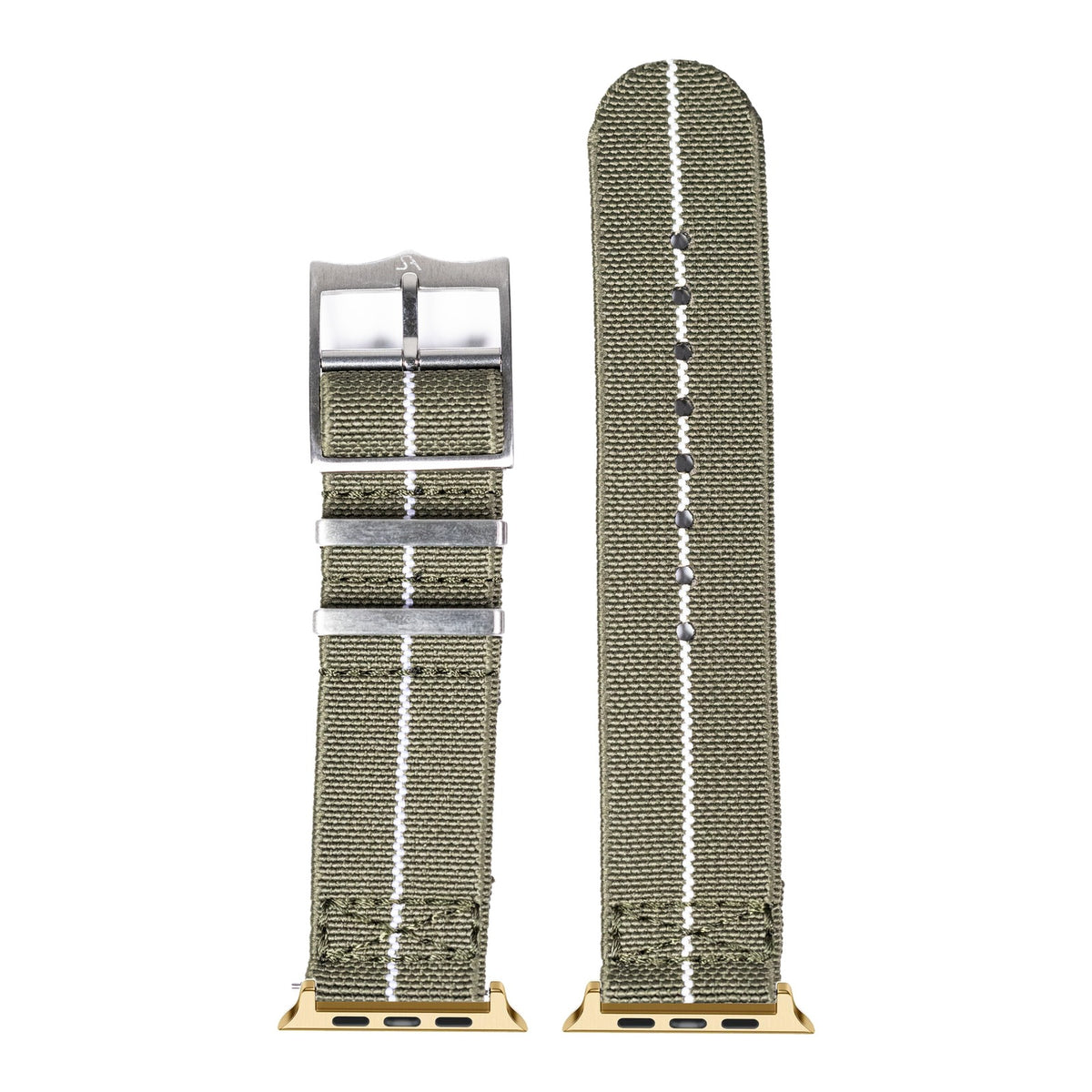 [Apple Watch] ElastoFlex - Army Green/White with Gold Apple Watch connecters