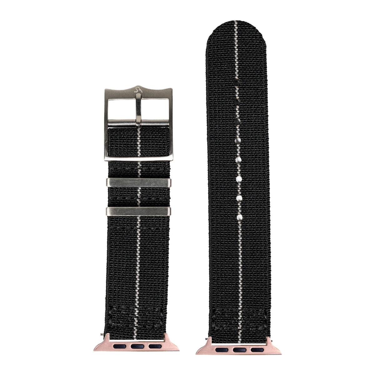 [Apple Watch] ElastoFlex - Black/Grey - Silver Hardware with Rose Gold Apple Watch connecters