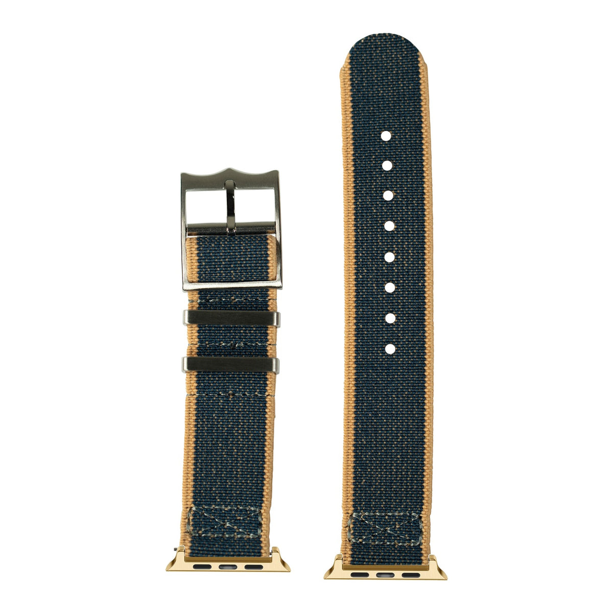[Apple Watch] ElastoFlex - Denim Wheat with Gold Apple Watch connecters