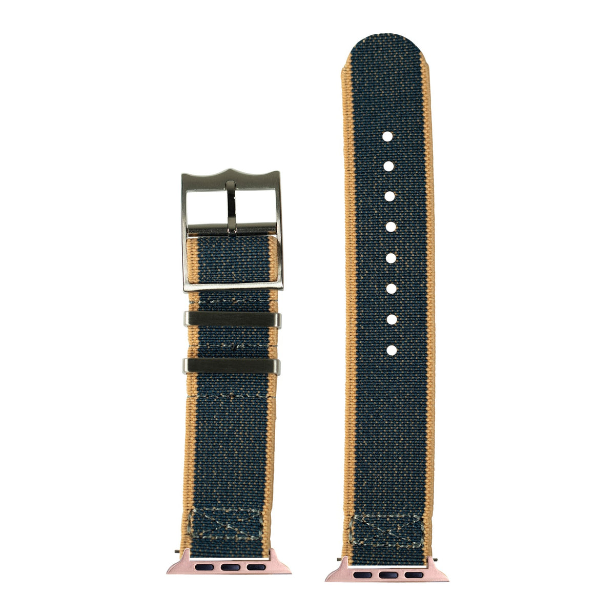[Apple Watch] ElastoFlex - Denim Wheat with Rose Gold Apple Watch connecters