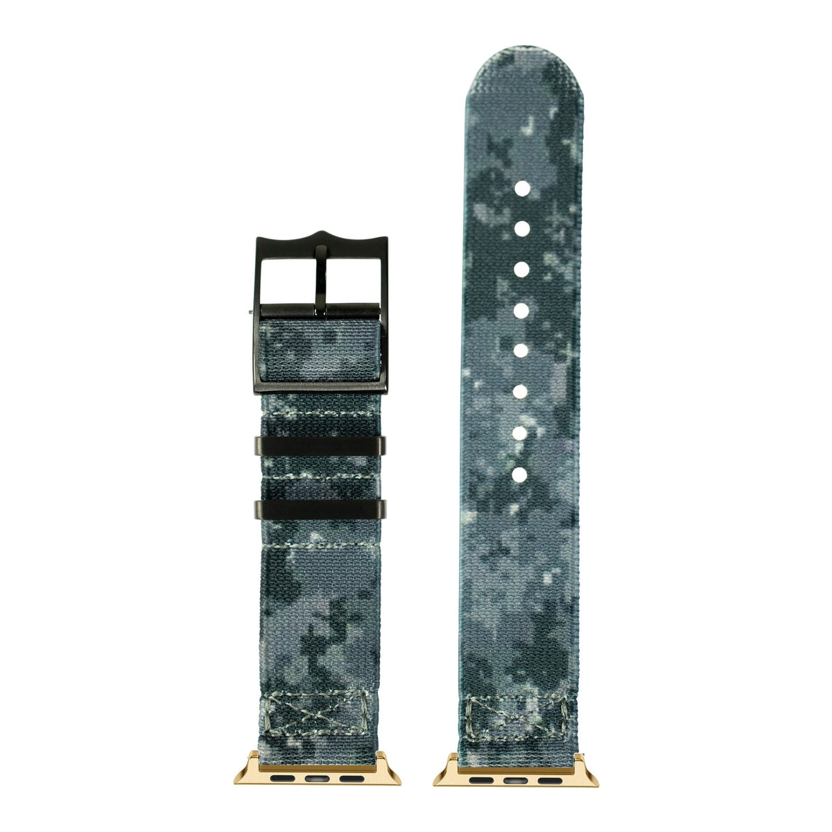 [Apple Watch] ElastoFlex - Digital Camo [Black Hardware] with Gold Apple Watch connecters