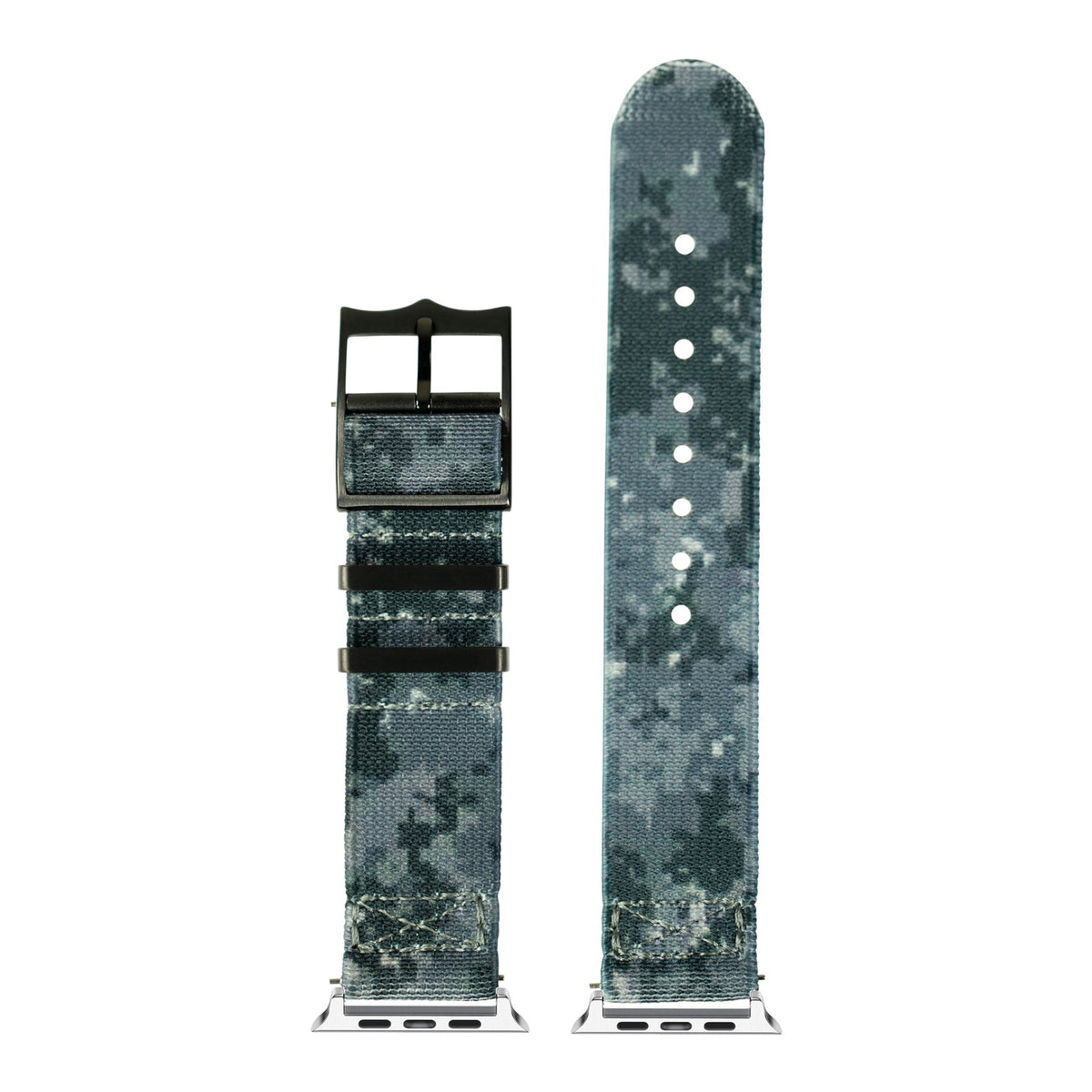 [Apple Watch] ElastoFlex - Digital Camo [Black Hardware] with Silver Apple Watch connecters