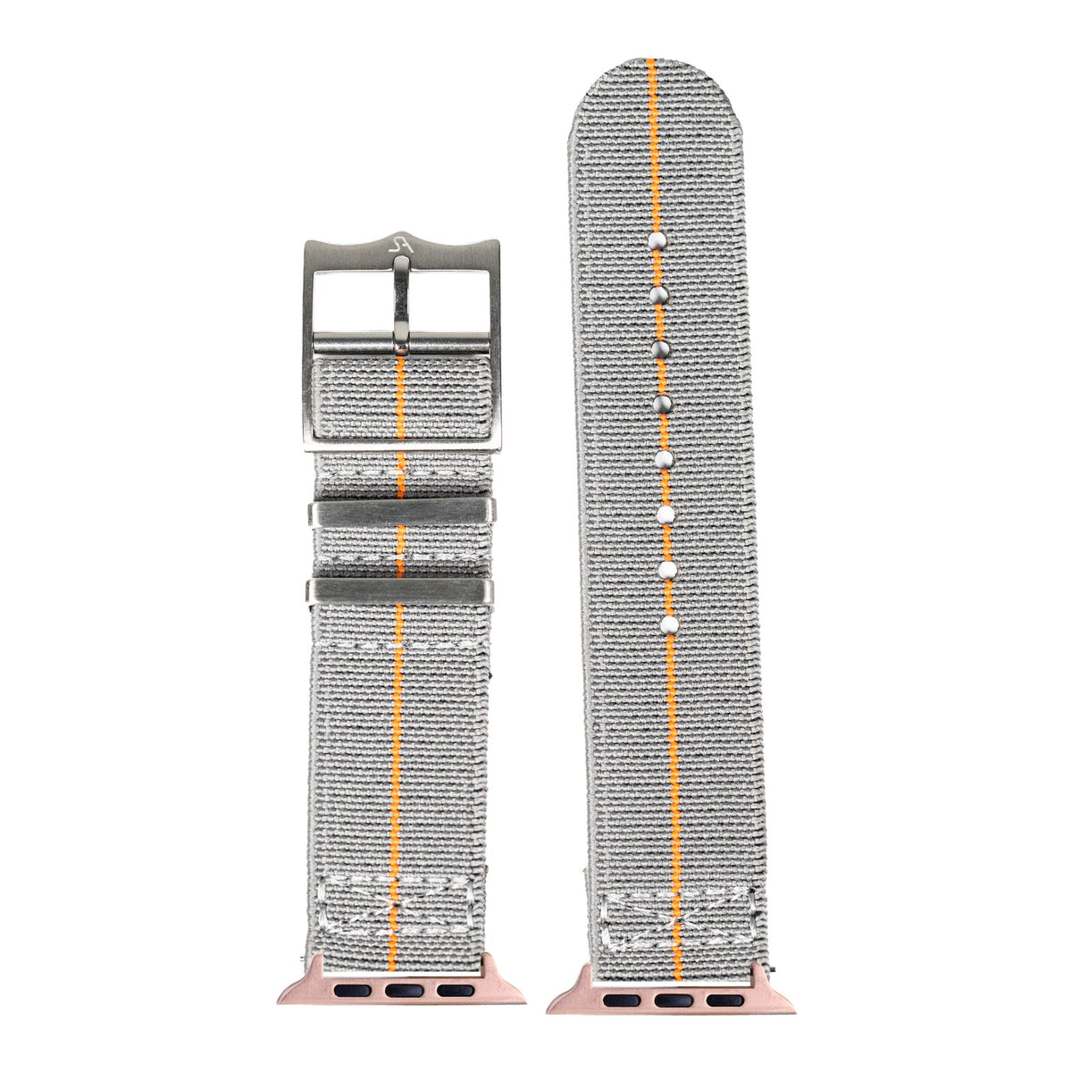 [Apple Watch] ElastoFlex - Grey/Orange with Rose Gold Apple Watch connecters