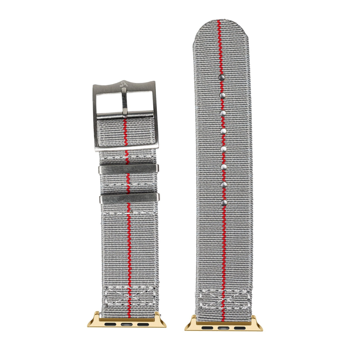 [Apple Watch] ElastoFlex - Grey/Red with Gold Apple Watch connecters