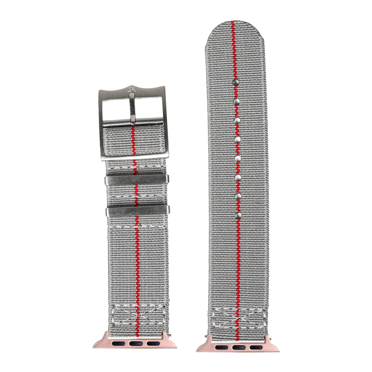 [Apple Watch] ElastoFlex - Grey/Red with Rose Gold Apple Watch connecters