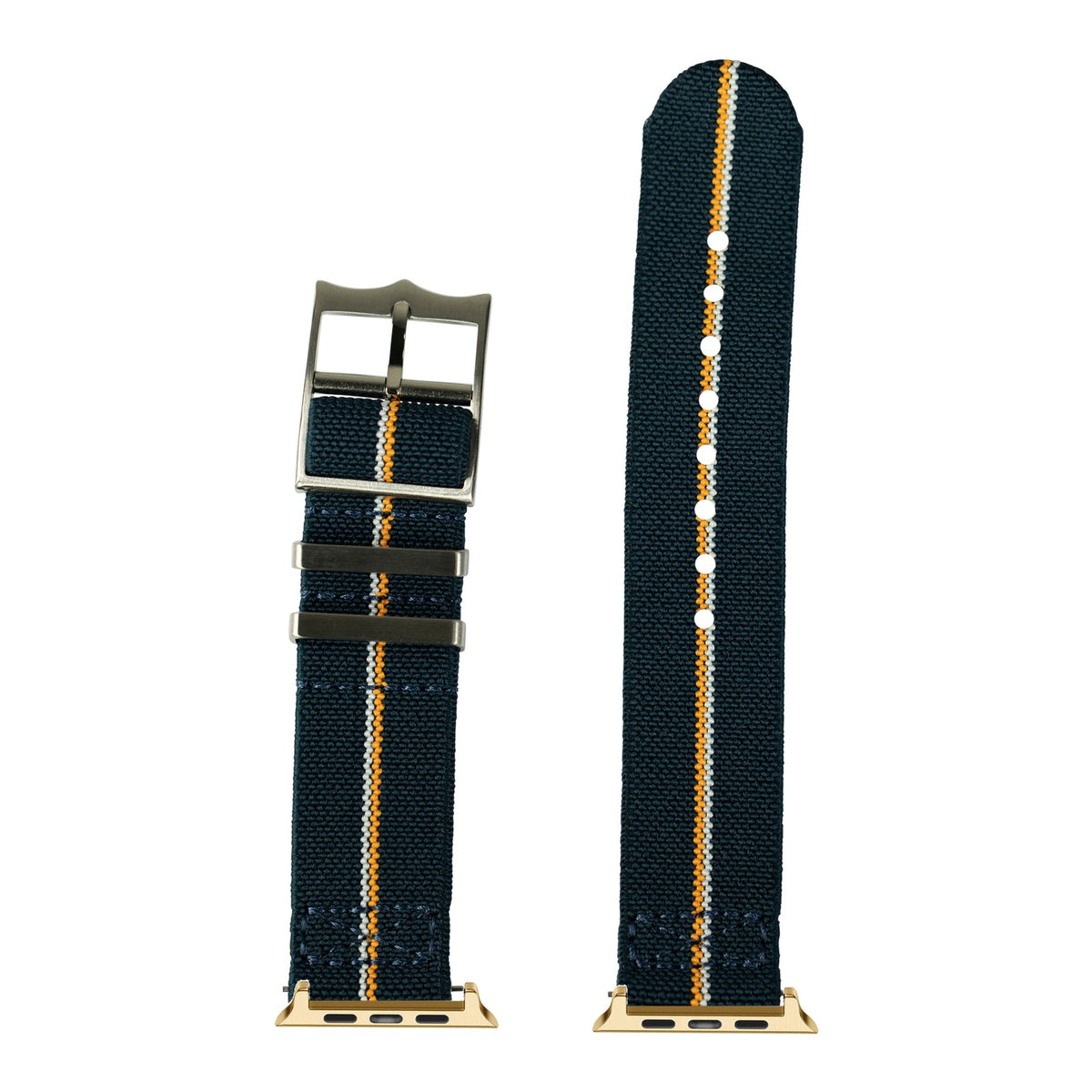 [Apple Watch] ElastoFlex - Navy Blue/Orange/White with Gold Apple Watch connecters