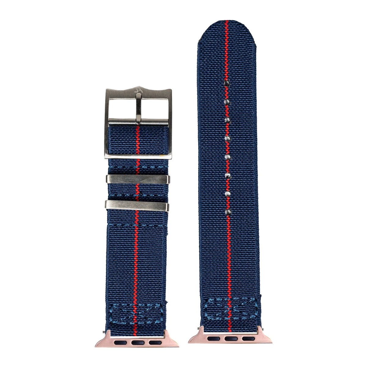 [Apple Watch] ElastoFlex - Navy Blue/Red with Rose Gold Apple Watch connecters