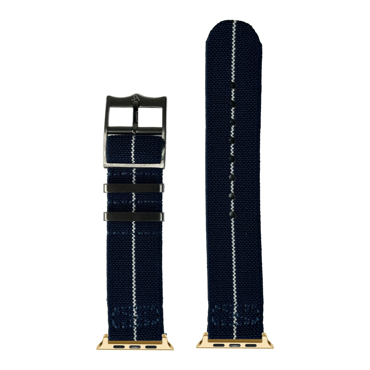 [Apple Watch] ElastoFlex - Navy Blue/White with Gold Apple Watch connecters