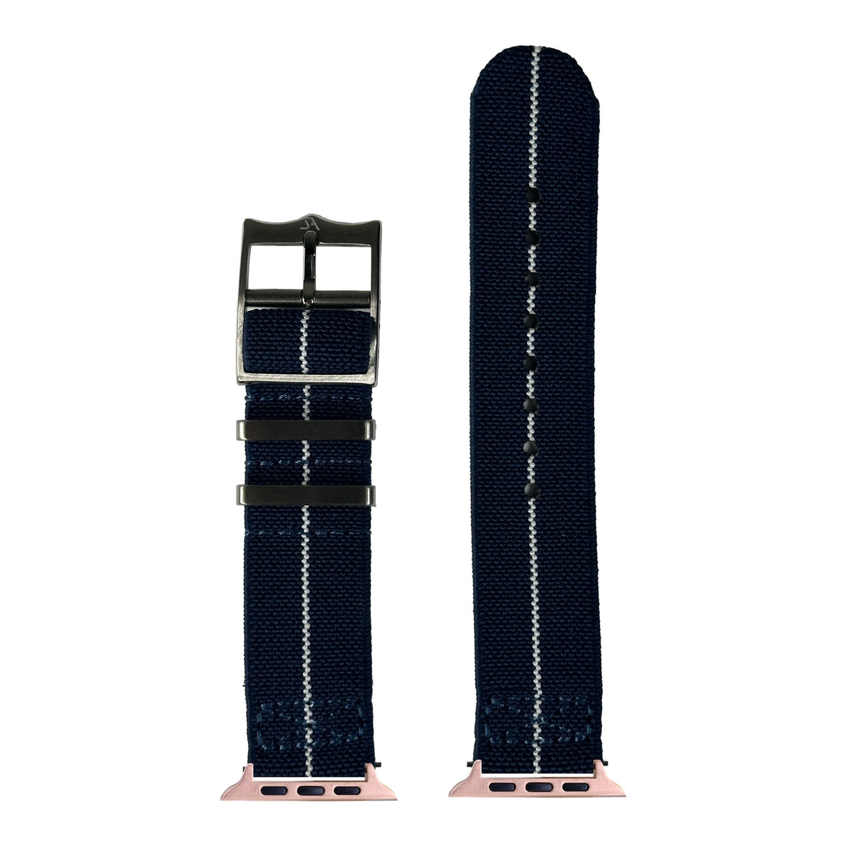 [Apple Watch] ElastoFlex - Navy Blue/White with Rose Gold Apple Watch connecters