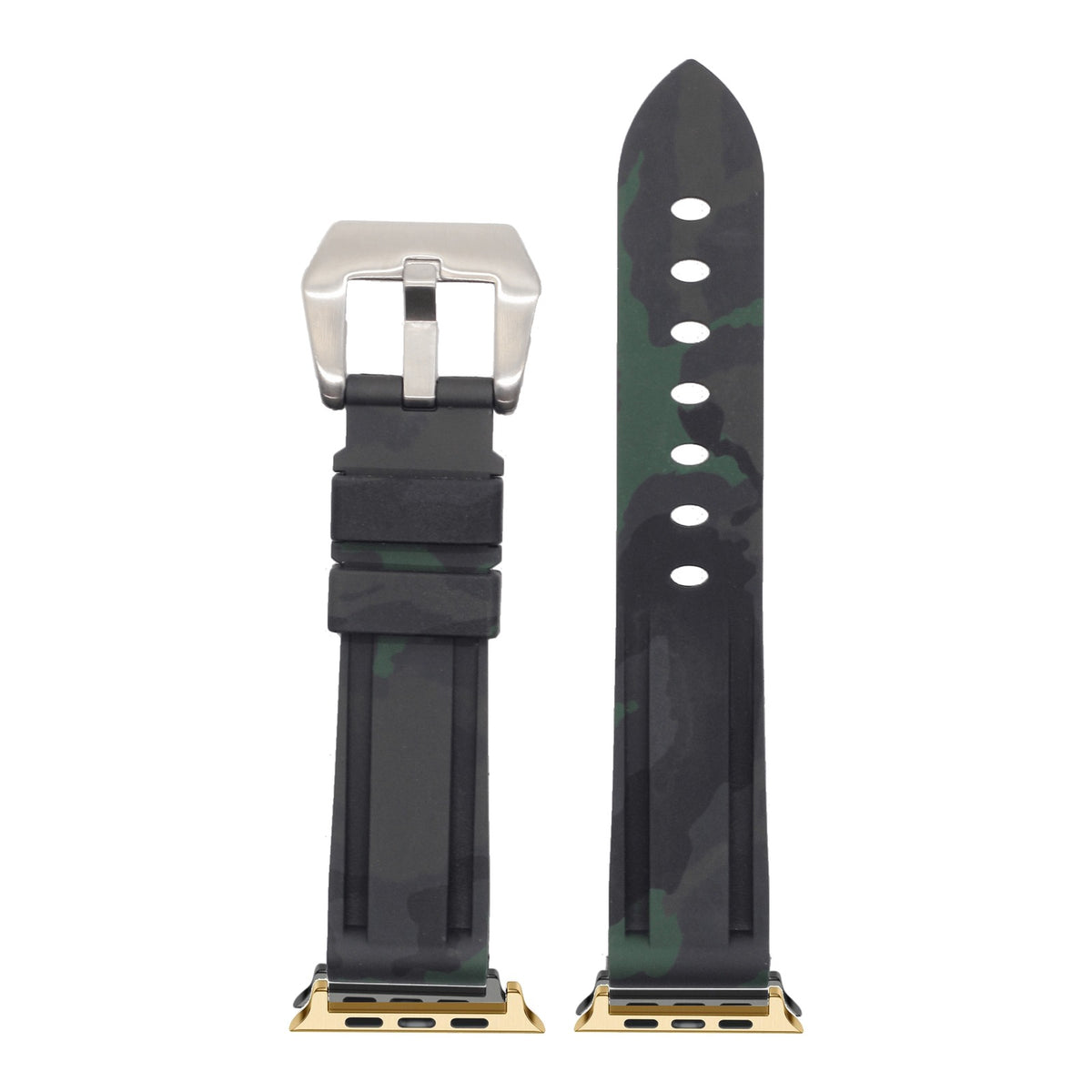 [Apple Watch] Camo Flexi Rubber - Army Green with Gold Apple Watch connecters