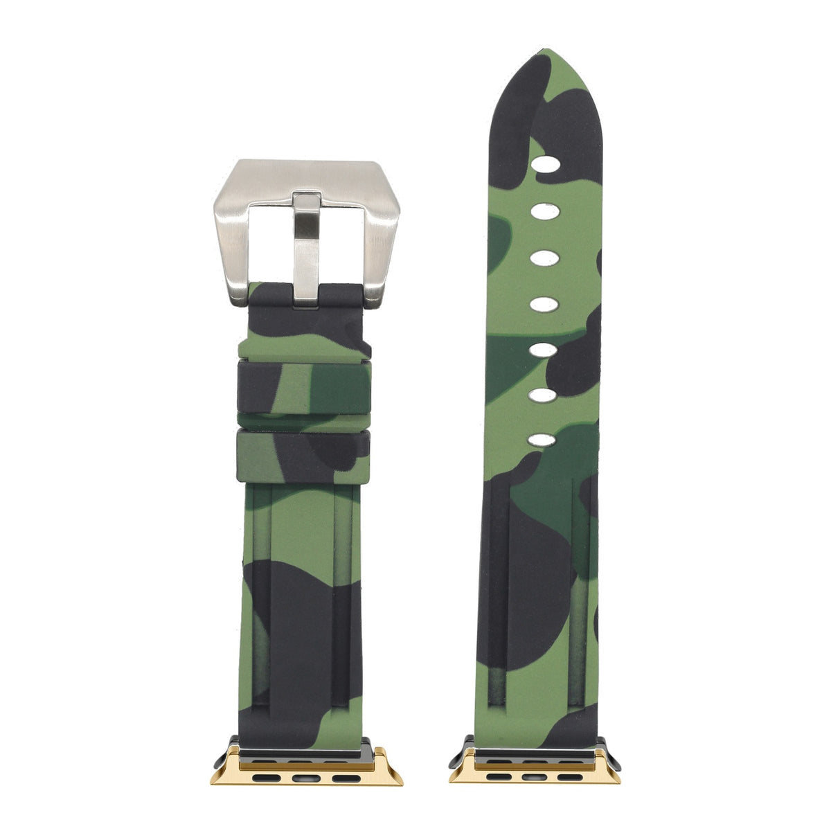 [Apple Watch] Camo Flexi Rubber - Green with Gold Apple Watch connecters